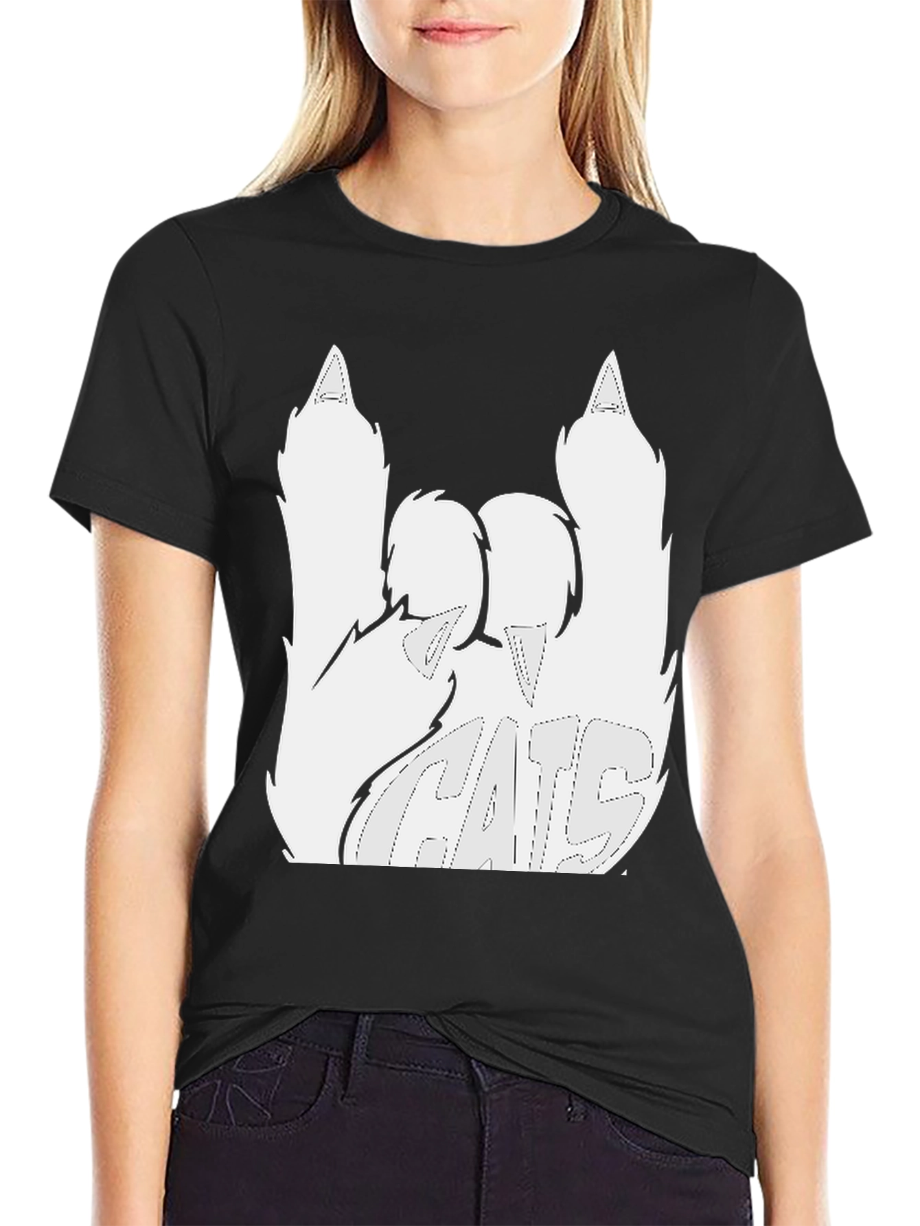 Cats Rock Graphic T-Shirt - Black Cotton Tee