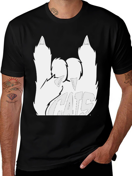 Cats Rock Graphic T-Shirt - Black Cotton Tee