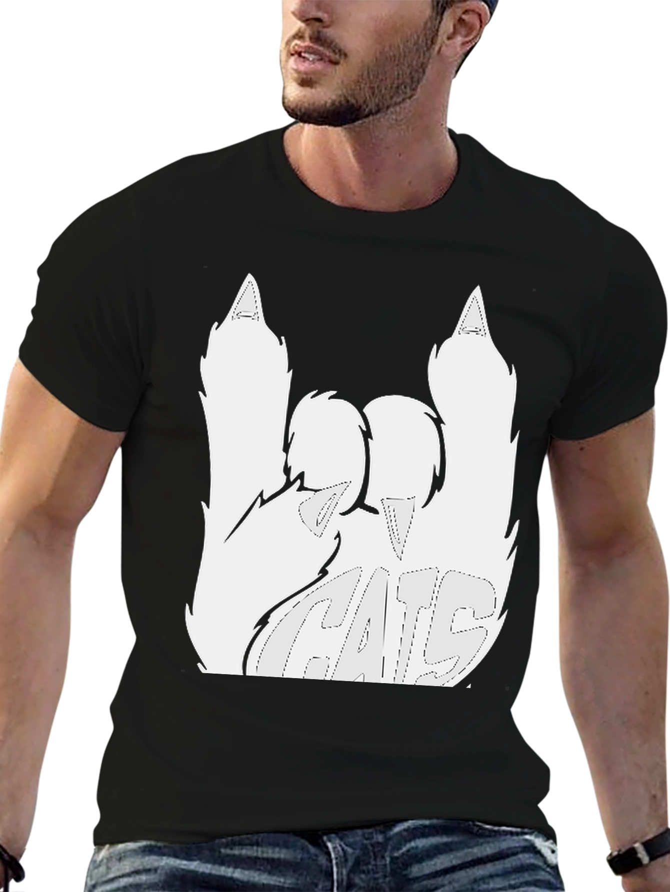Cats Rock Graphic T-Shirt - Black Cotton Tee