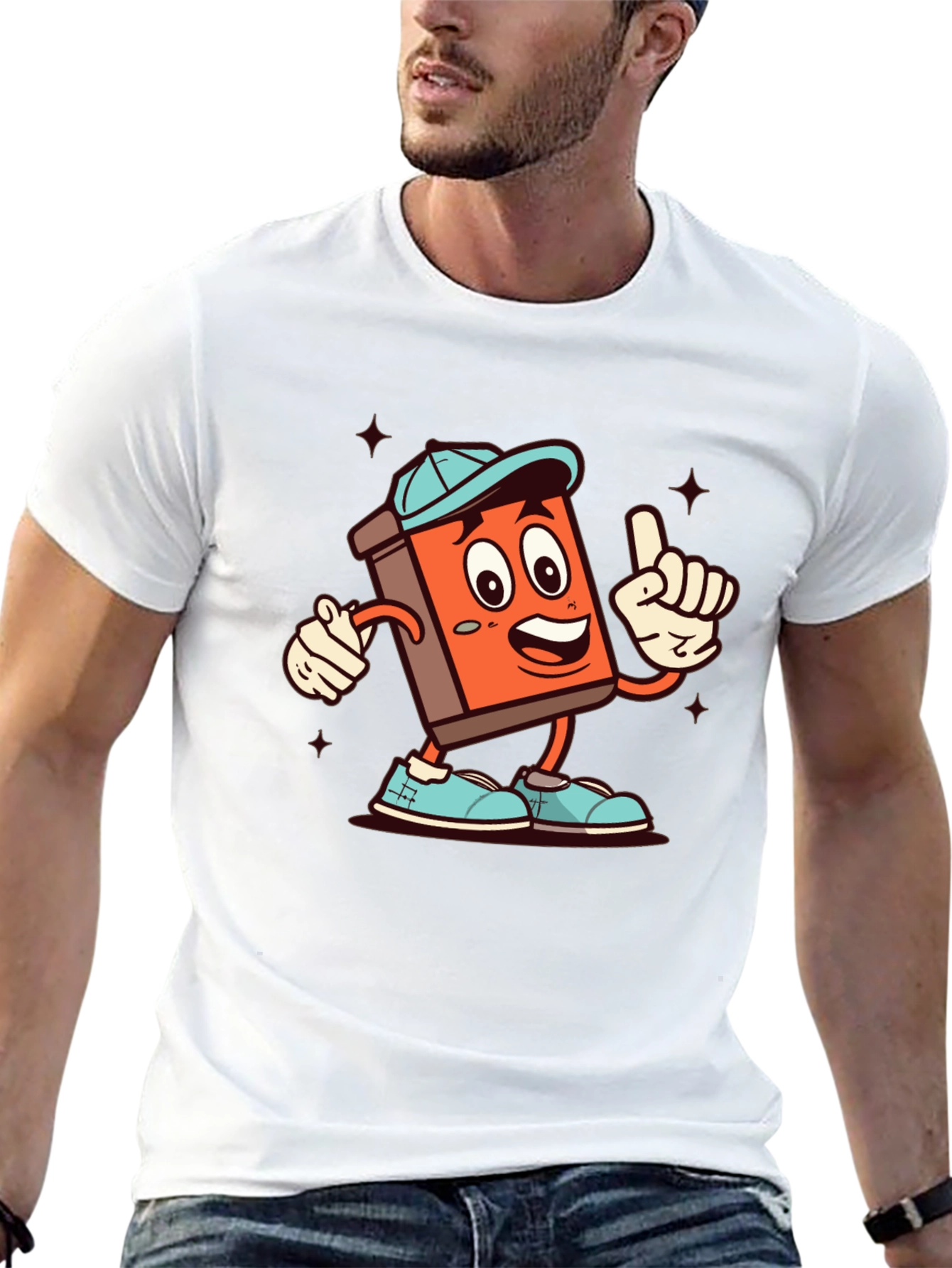 Cartoon Book Character Black T-Shirt