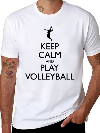 Keep Calm and Play Volleyball Graphic Tee - Black
