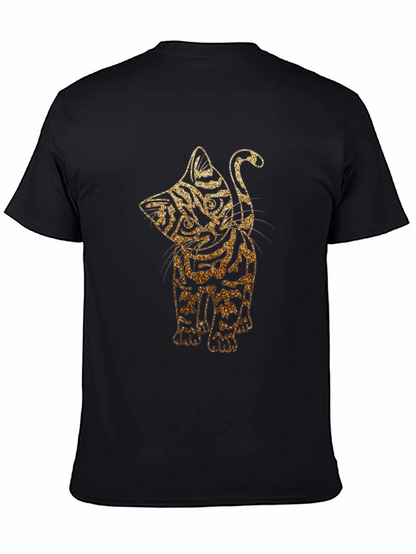 Glitter Cat Graphic Black T-Shirt