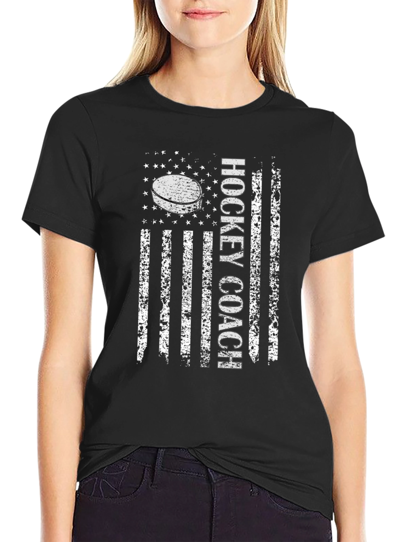 Hockey Coach American Flag T-Shirt