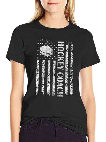 Hockey Coach American Flag T-Shirt
