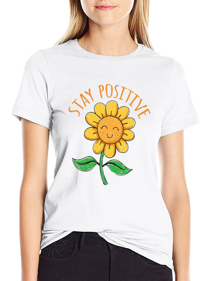 Stay Positive Sunflower Graphic T-Shirt