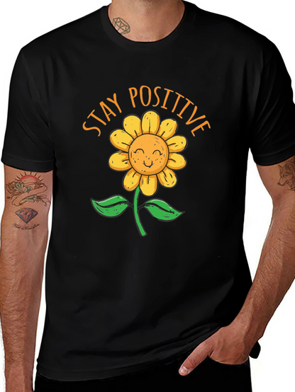 Stay Positive Sunflower Graphic T-Shirt