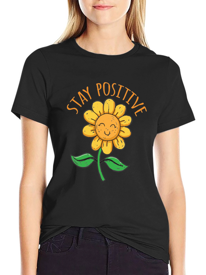 Stay Positive Sunflower Graphic T-Shirt