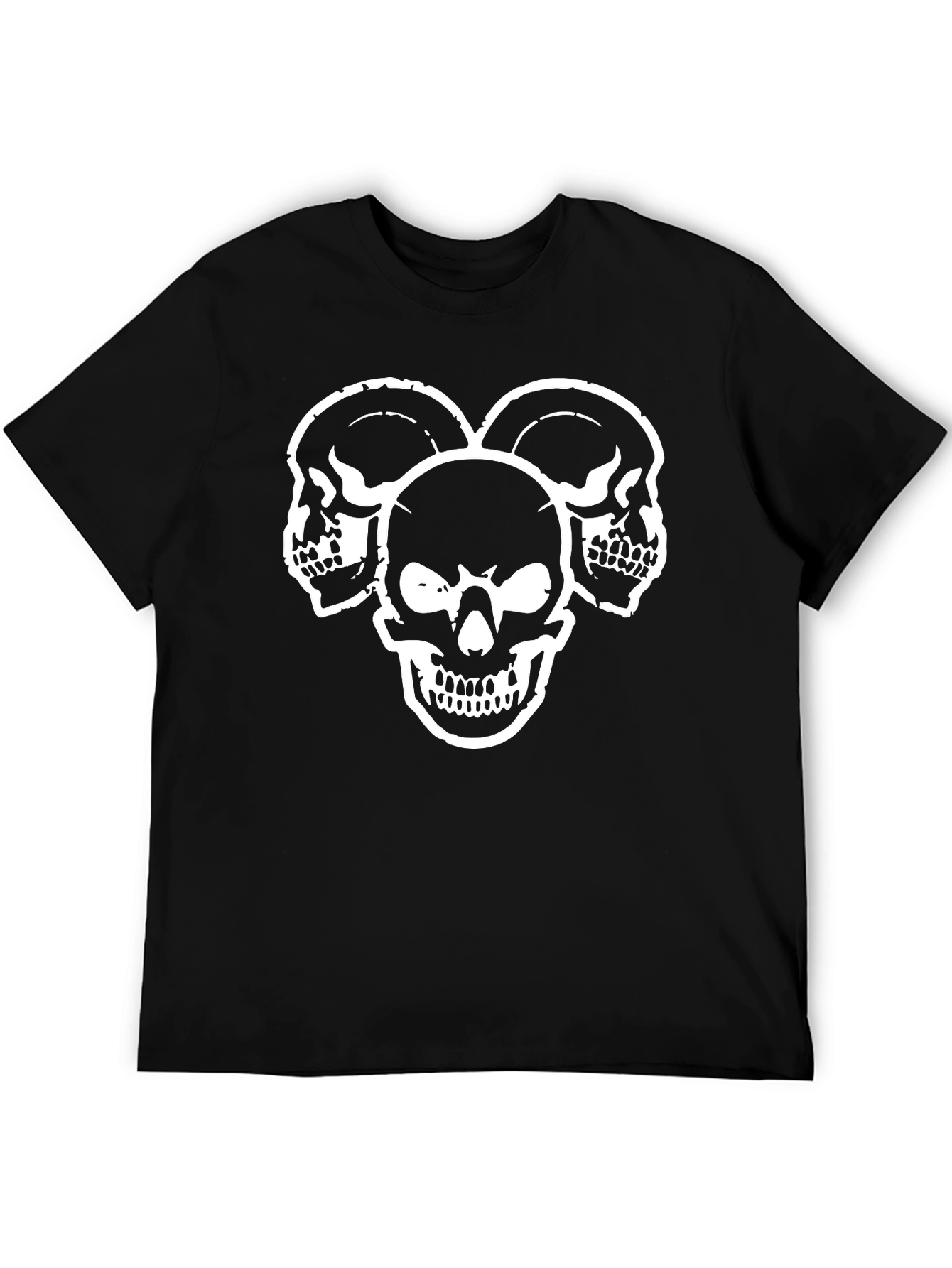 Skull Trio Graphic T-Shirt - Black