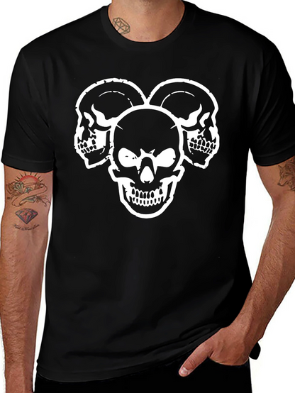 Skull Trio Graphic T-Shirt - Black