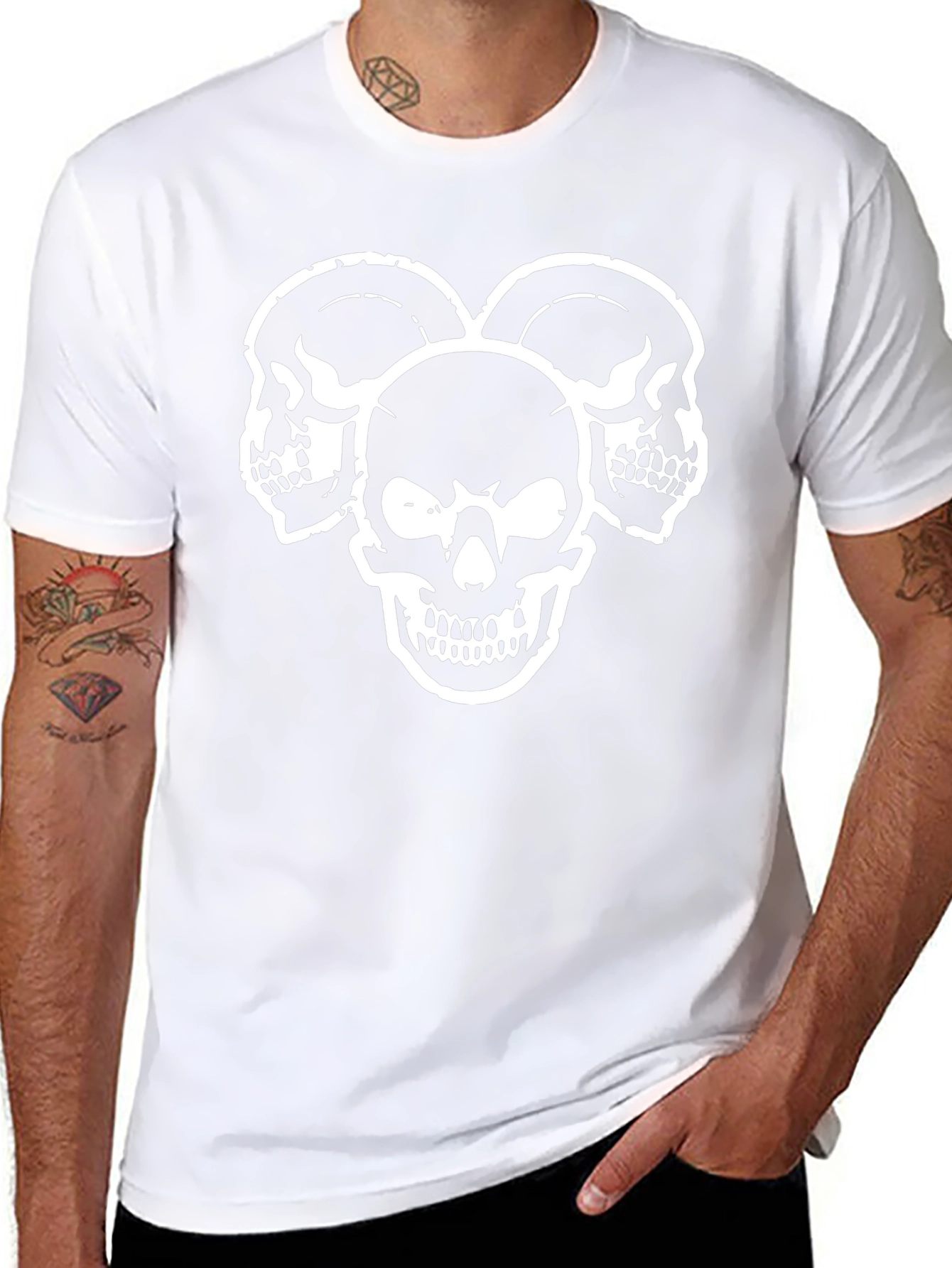 Skull Trio Graphic T-Shirt - Black
