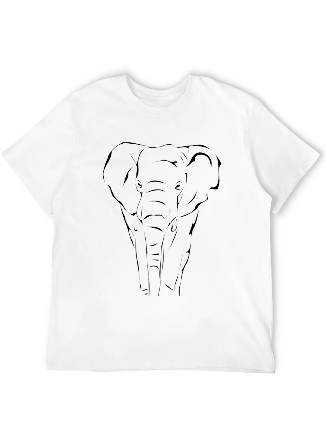 Elephant Outline Graphic Tee - Black Cotton Blend