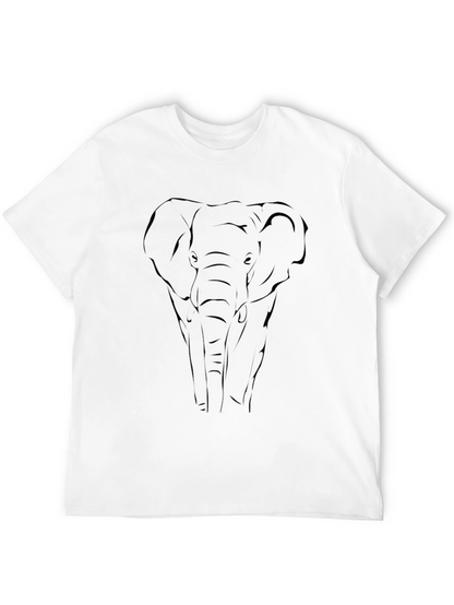 Elephant Outline Graphic Tee - Black Cotton Blend