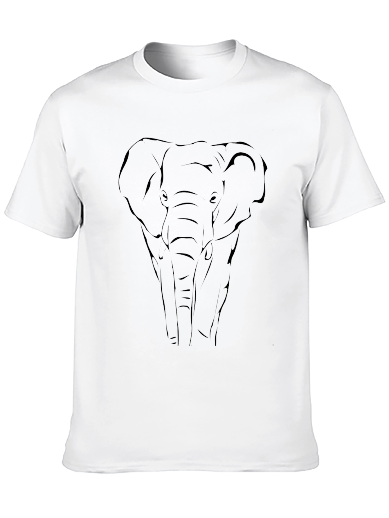 Elephant Outline Graphic Tee - Black Cotton Blend