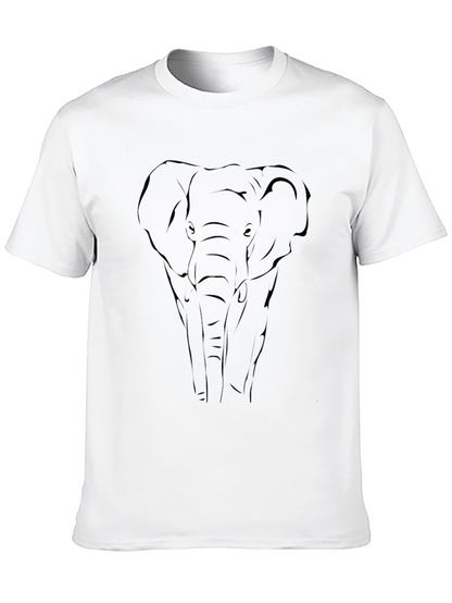 Elephant Outline Graphic Tee - Black Cotton Blend