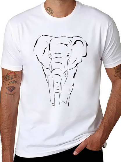 Elephant Outline Graphic Tee - Black Cotton Blend