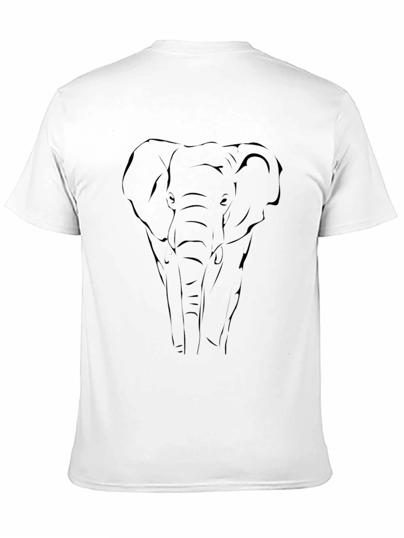 Elephant Outline Graphic Tee - Black Cotton Blend