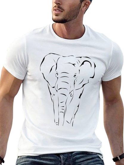 Elephant Outline Graphic Tee - Black Cotton Blend