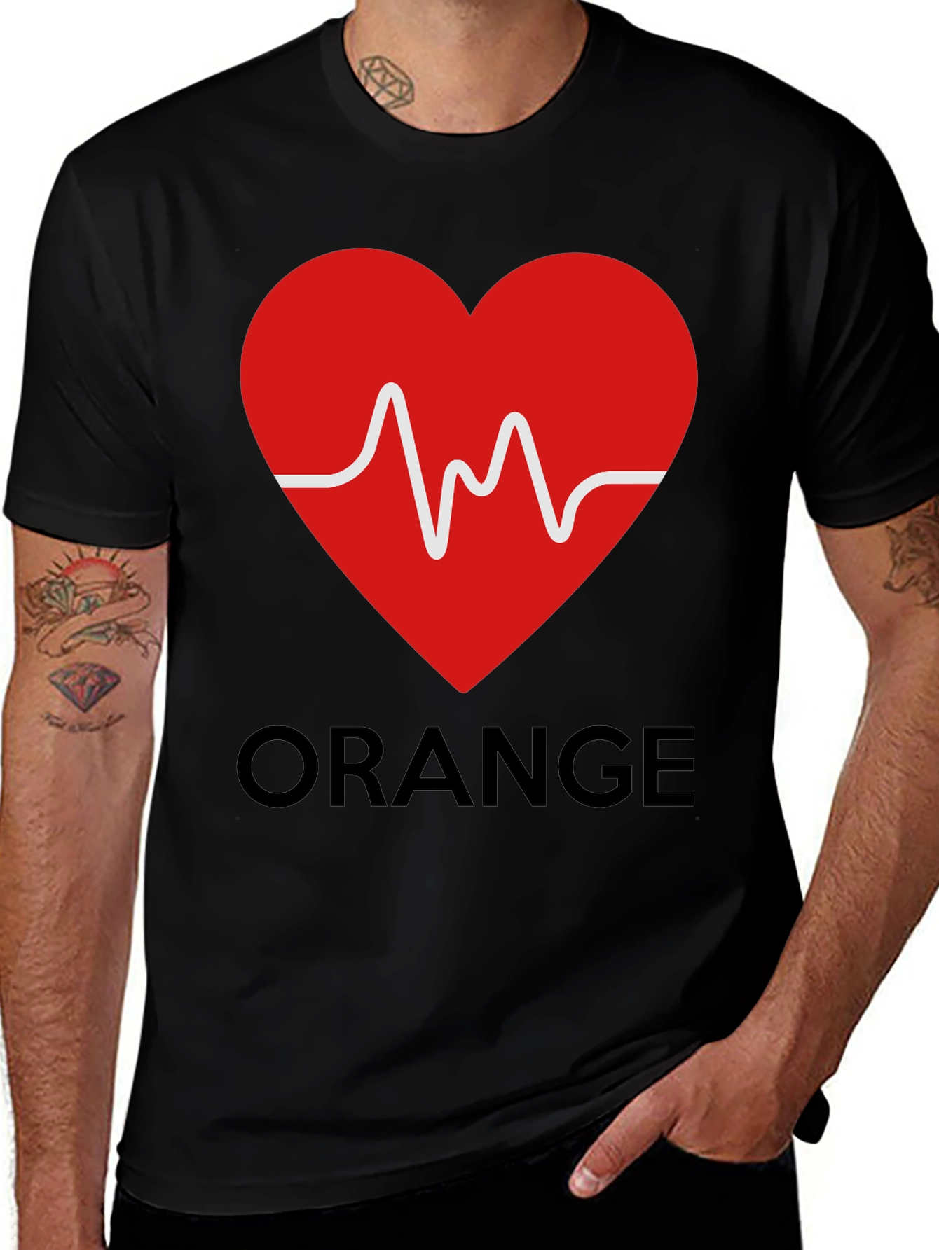 Heartbeat Love Heart Orange Graphic T-Shirt
