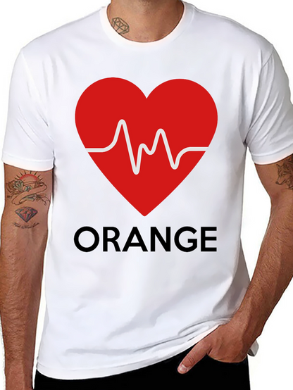 Heartbeat Love Heart Orange Graphic T-Shirt