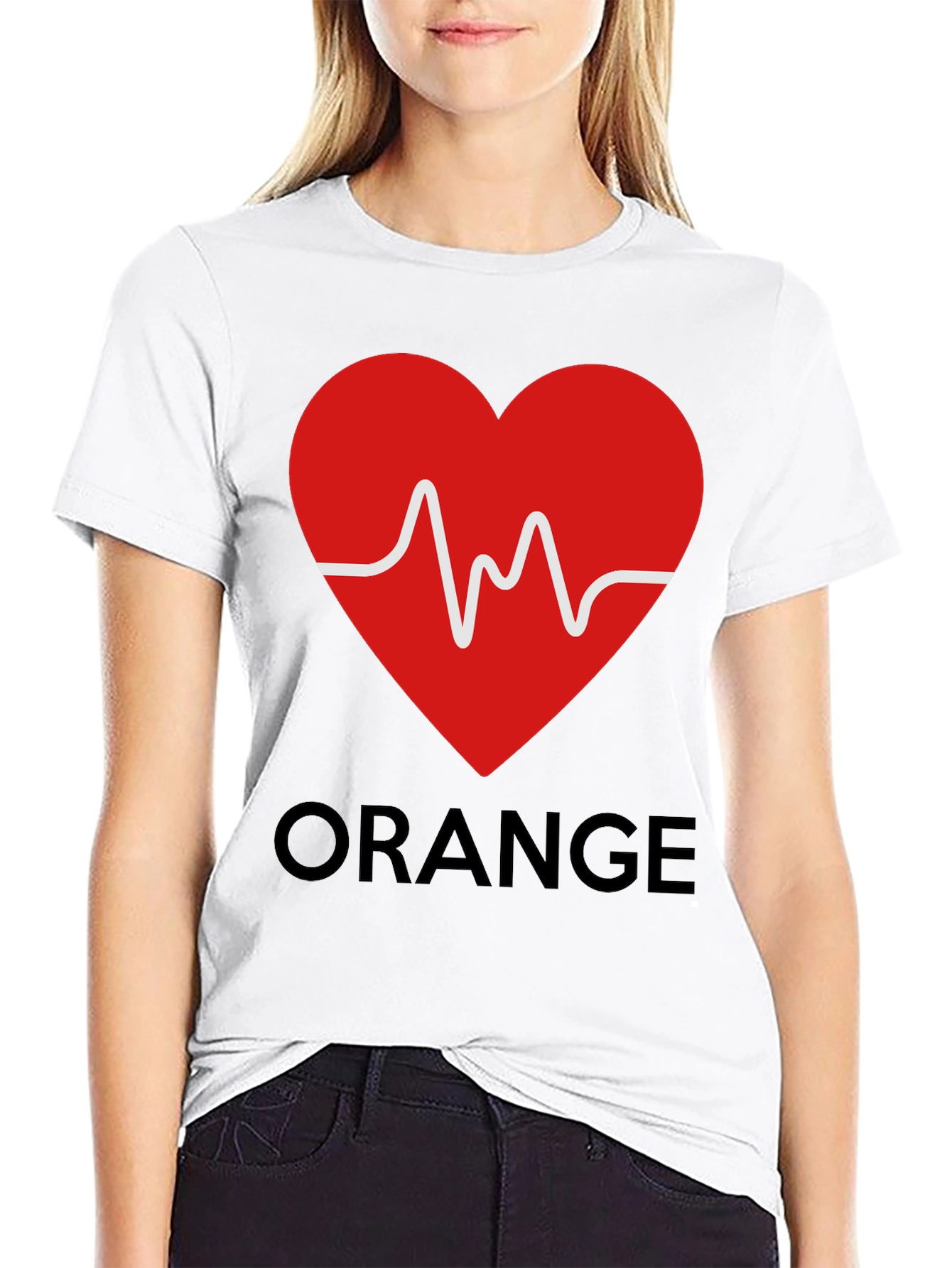 Heartbeat Love Heart Orange Graphic T-Shirt
