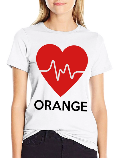 Heartbeat Love Heart Orange Graphic T-Shirt