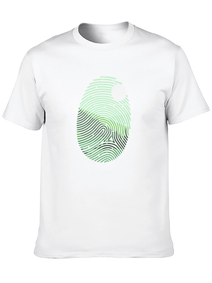 Unique Fingerprint Skull Graphic Black T-Shirt