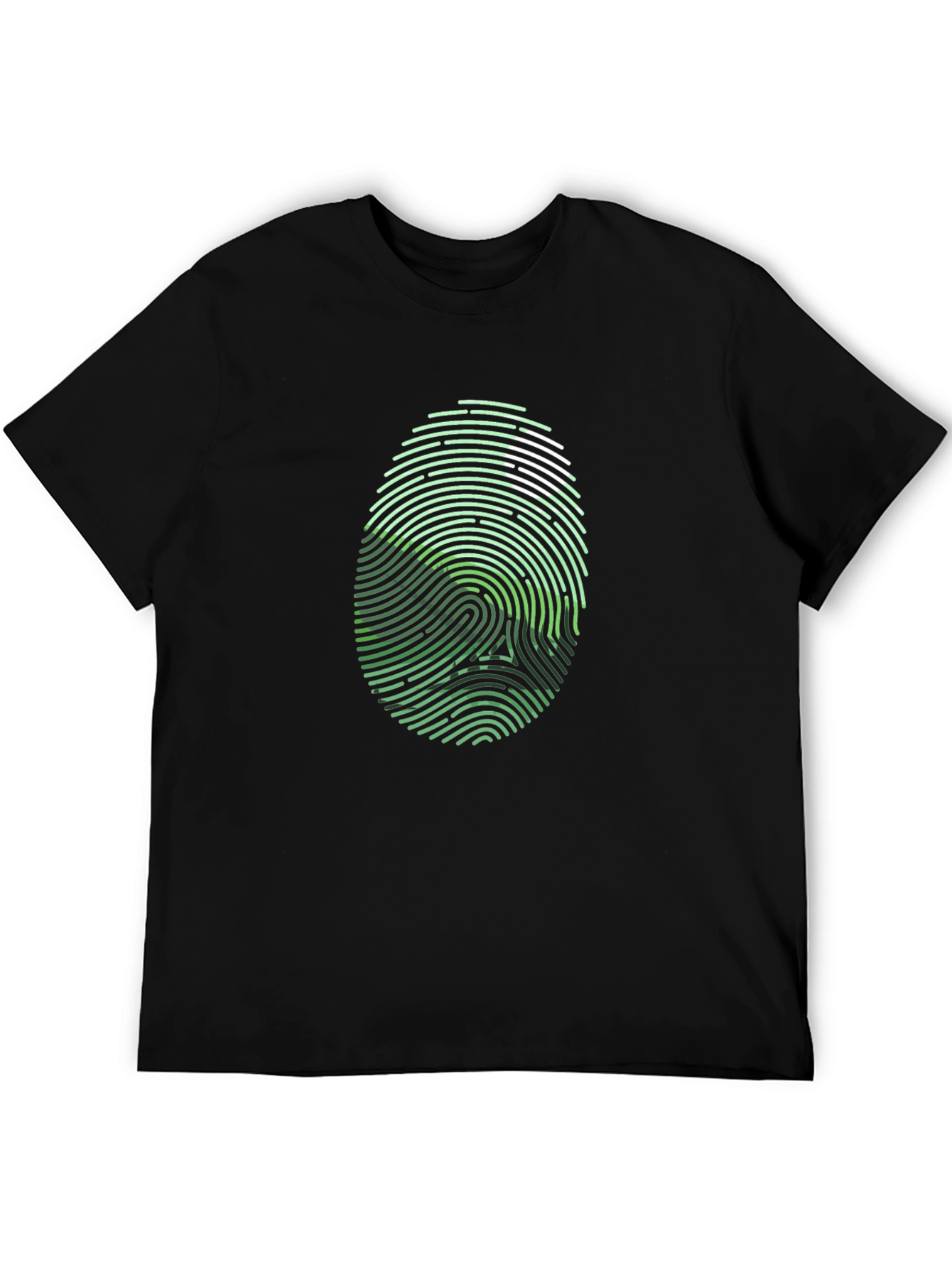 Unique Fingerprint Skull Graphic Black T-Shirt