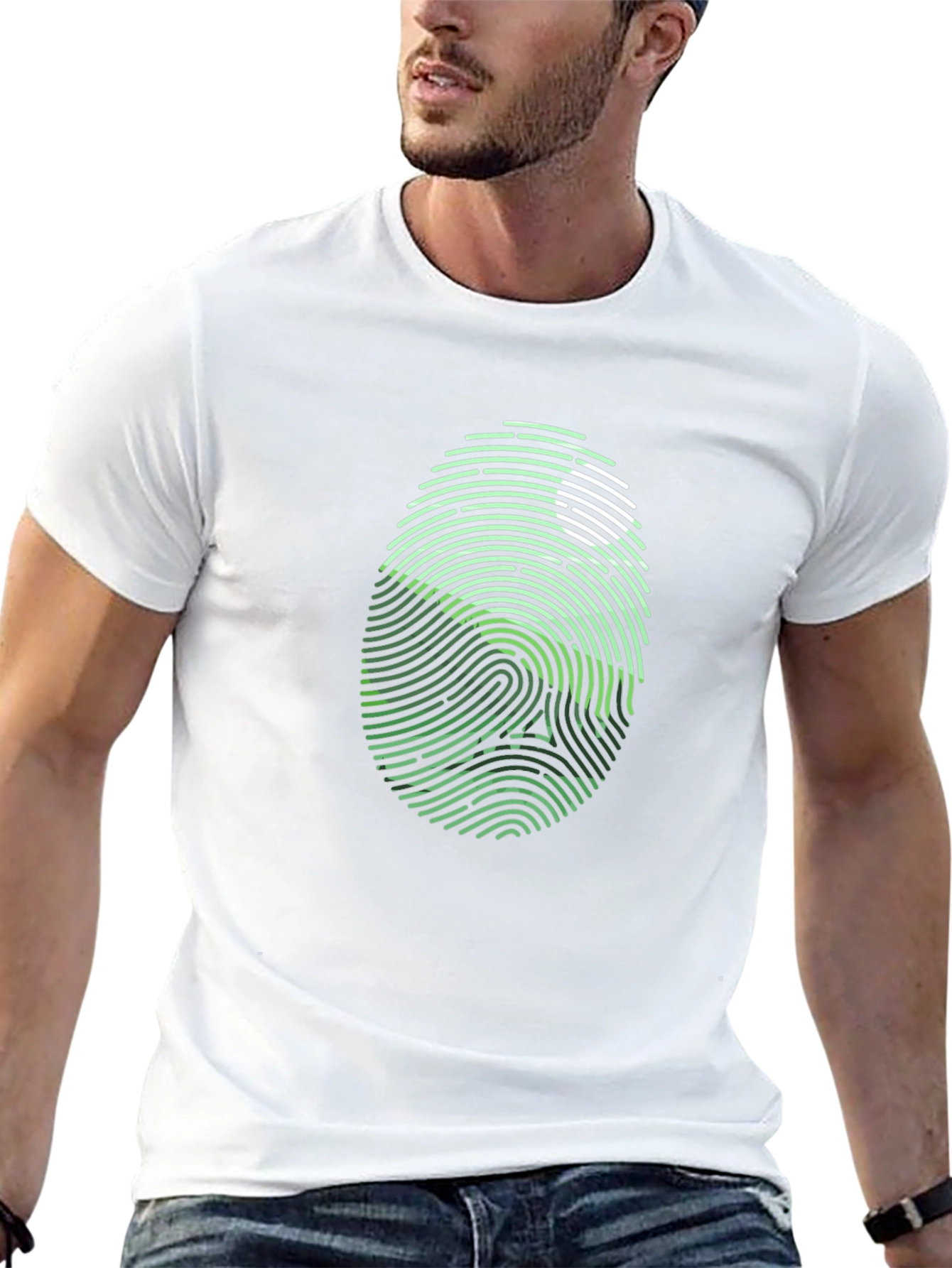 Unique Fingerprint Skull Graphic Black T-Shirt