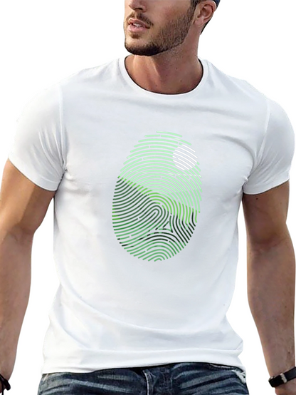 Unique Fingerprint Skull Graphic Black T-Shirt