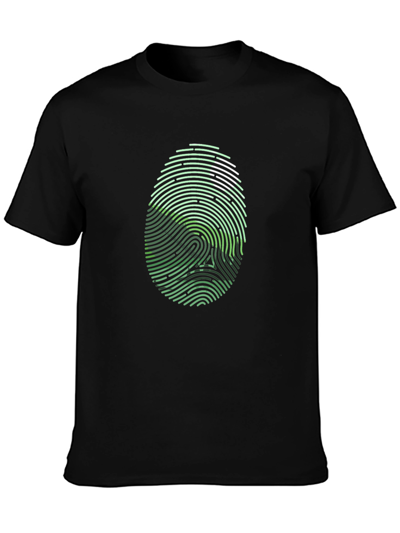 Unique Fingerprint Skull Graphic Black T-Shirt