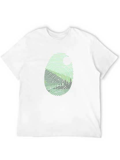 Unique Fingerprint Skull Graphic Black T-Shirt