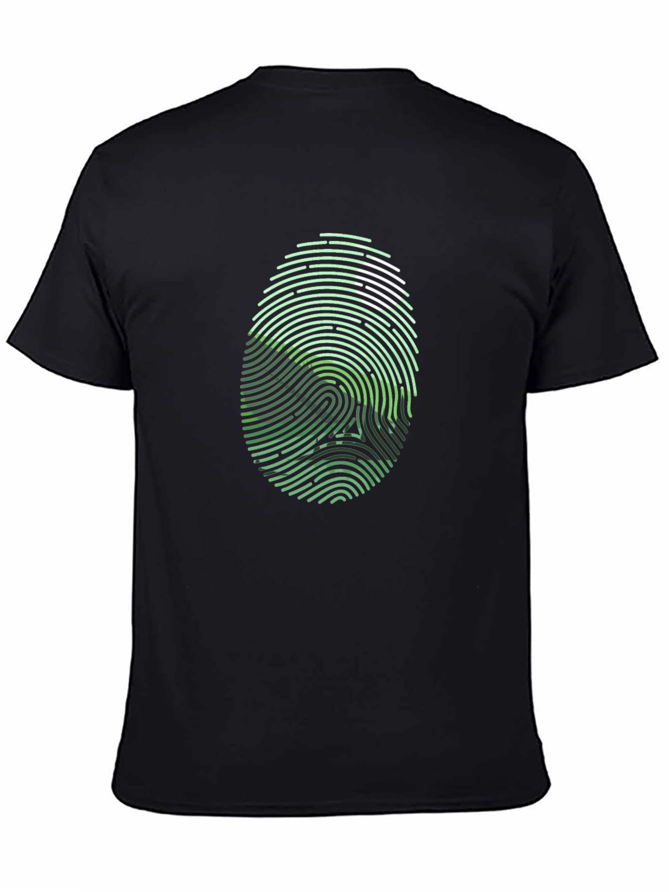 Unique Fingerprint Skull Graphic Black T-Shirt