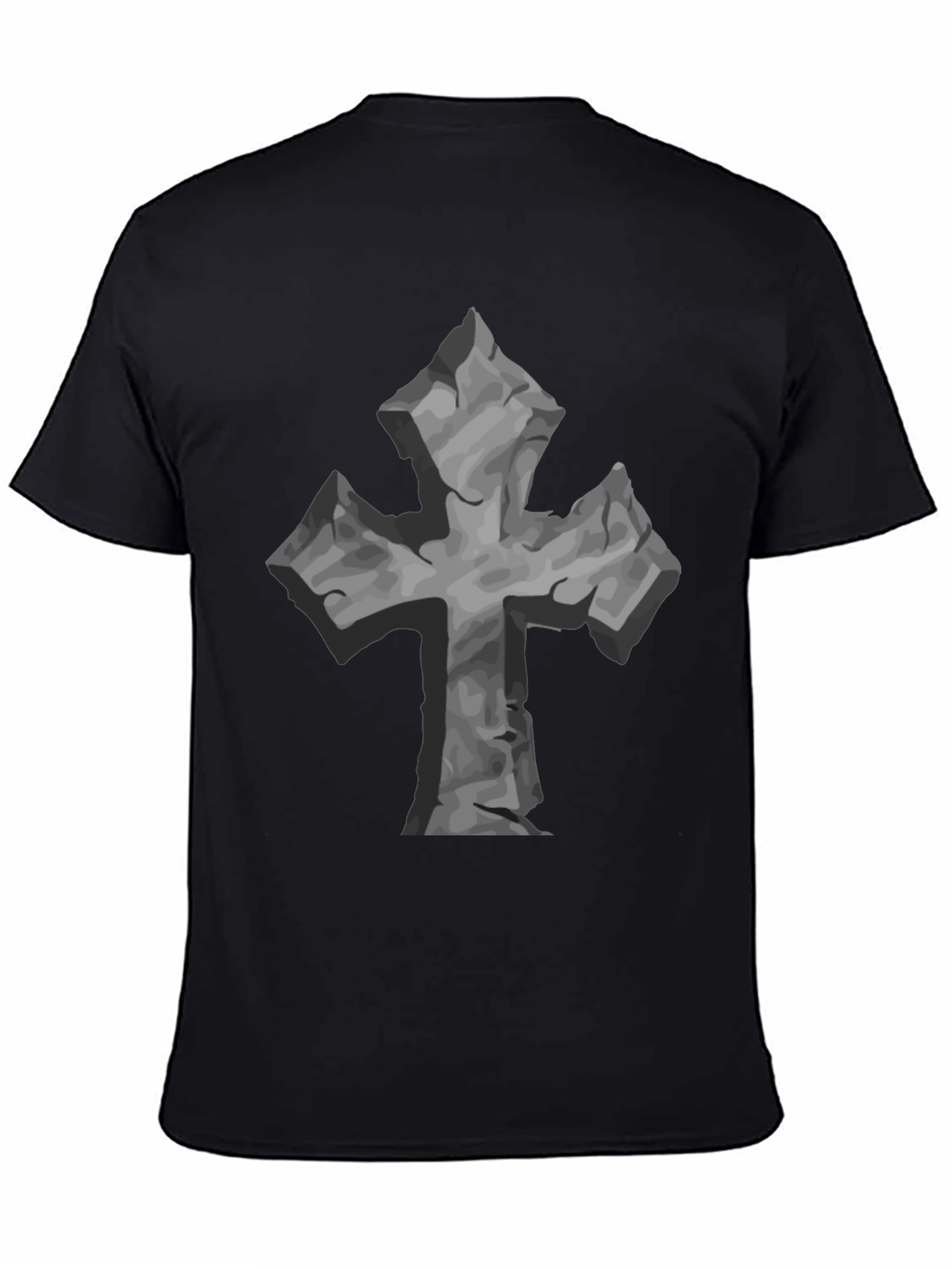 Stone Cross Graphic Tee - Black Casual T-Shirt