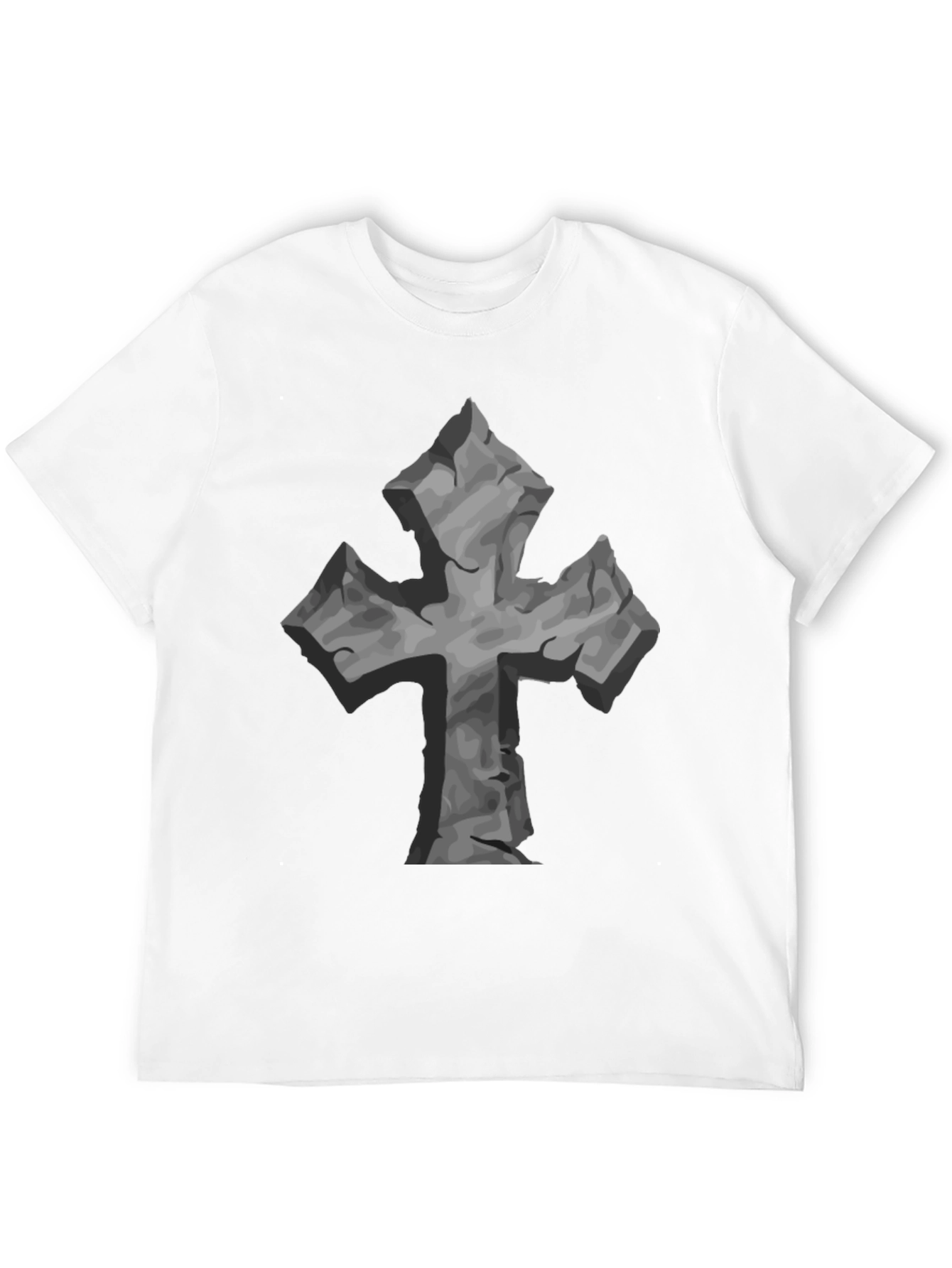 Stone Cross Graphic Tee - Black Casual T-Shirt