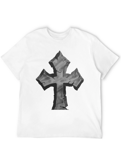 Stone Cross Graphic Tee - Black Casual T-Shirt