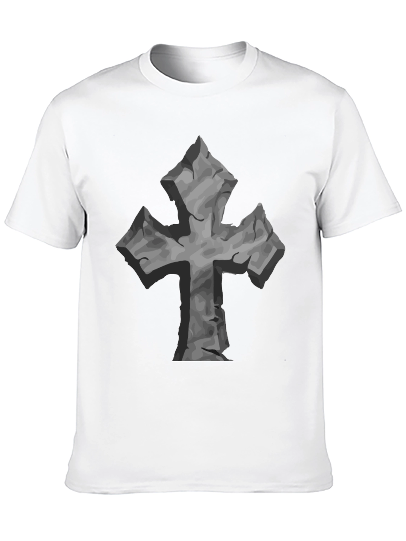 Stone Cross Graphic Tee - Black Casual T-Shirt