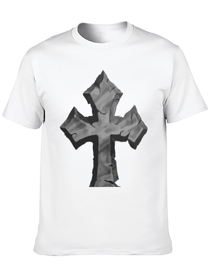 Stone Cross Graphic Tee - Black Casual T-Shirt