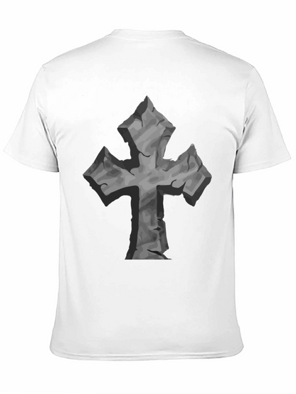 Stone Cross Graphic Tee - Black Casual T-Shirt