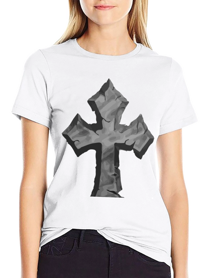 Stone Cross Graphic Tee - Black Casual T-Shirt