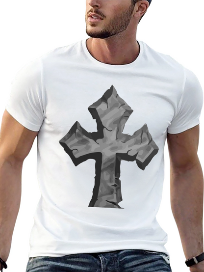 Stone Cross Graphic Tee - Black Casual T-Shirt