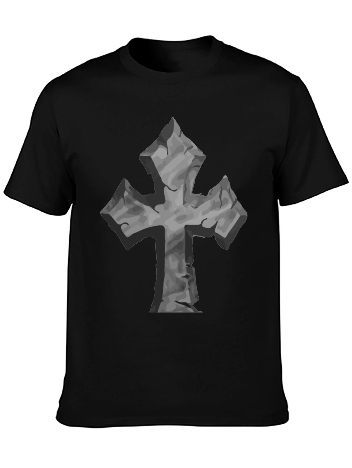 Stone Cross Graphic Tee - Black Casual T-Shirt