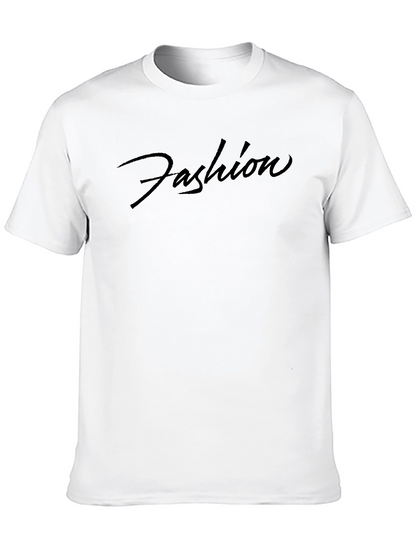 Mens Fashion Script Black T-Shirt