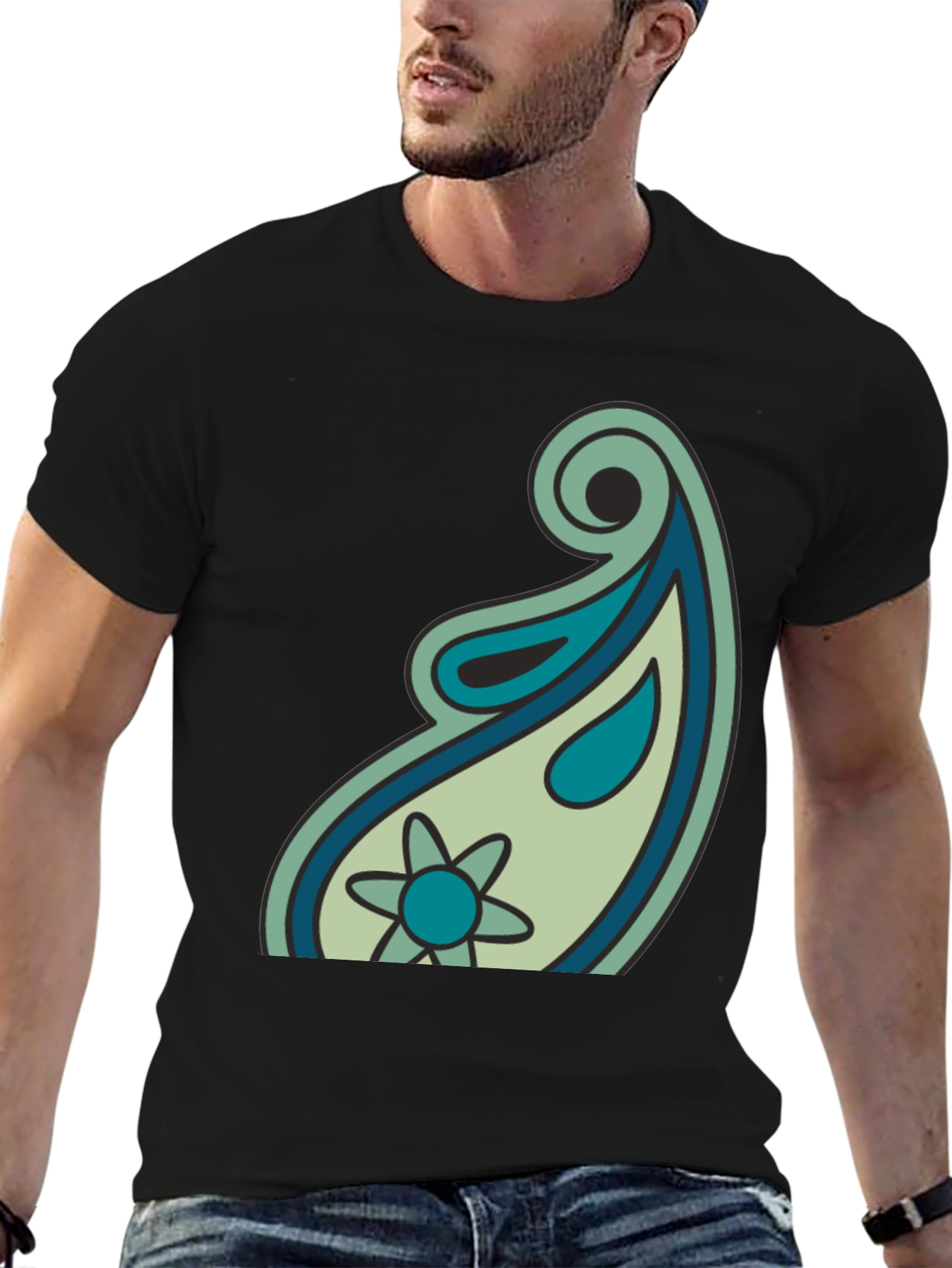 Paisley Graphic Black T-Shirt - Casual Style