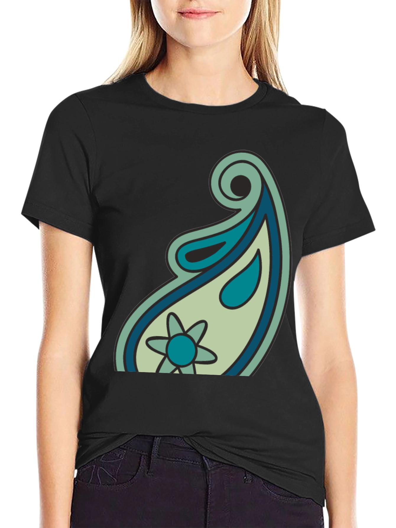 Paisley Graphic Black T-Shirt - Casual Style