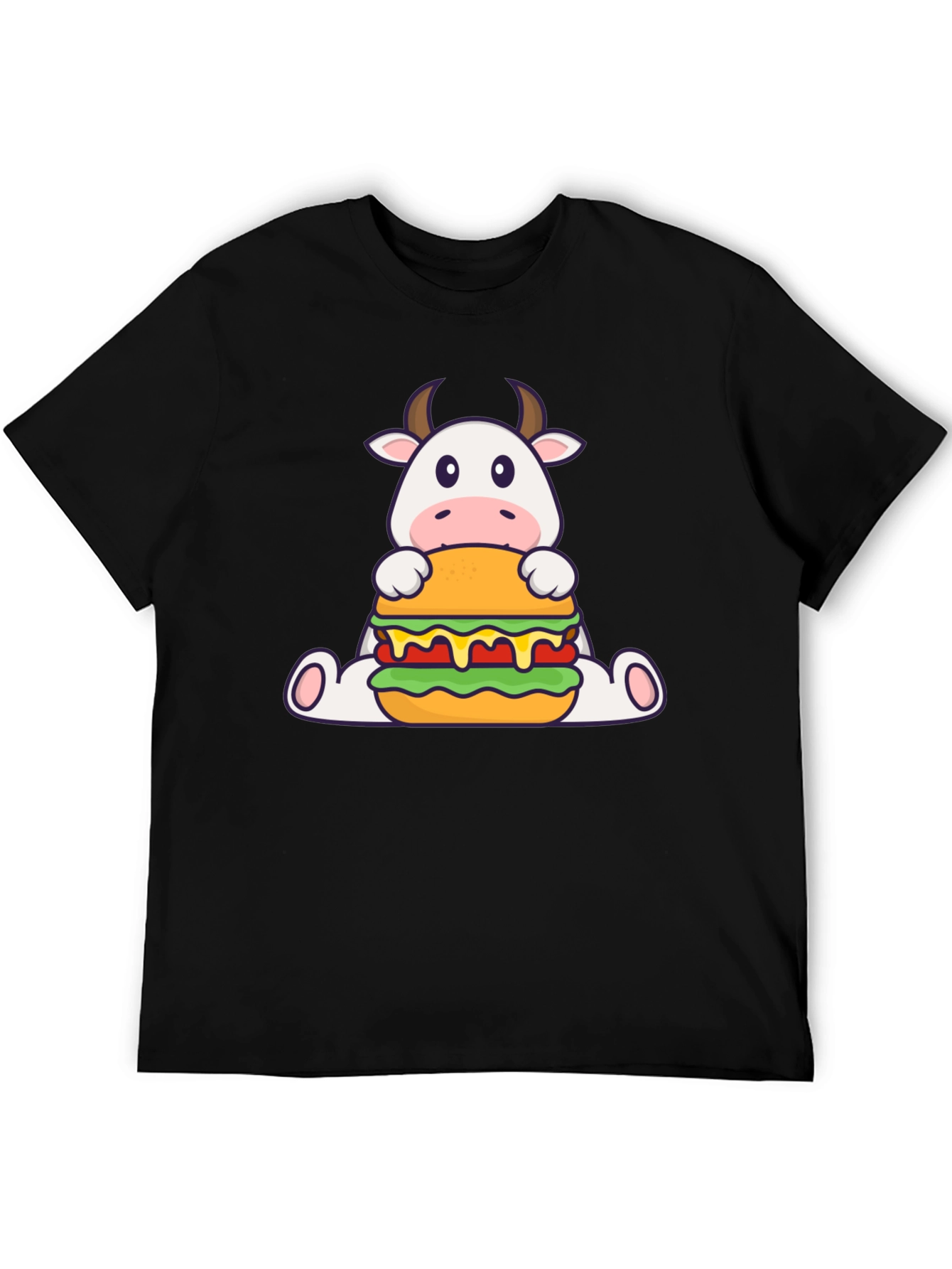 Cow Burger Graphic Tee - Black Casual T-Shirt