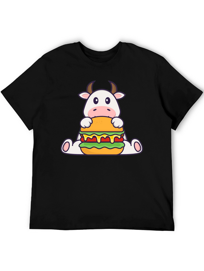 Cow Burger Graphic Tee - Black Casual T-Shirt