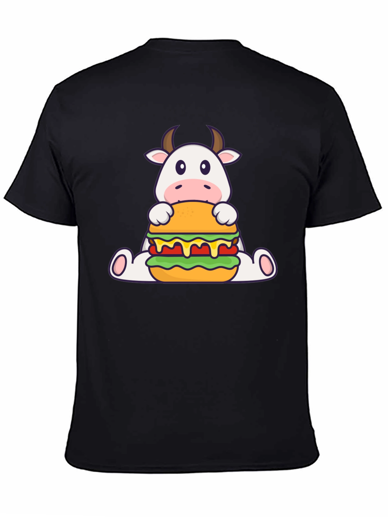 Cow Burger Graphic Tee - Black Casual T-Shirt