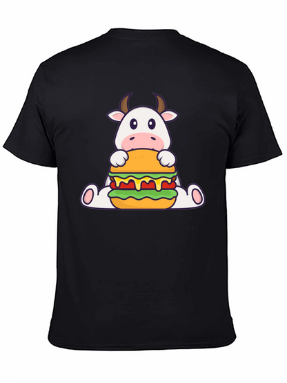 Cow Burger Graphic Tee - Black Casual T-Shirt