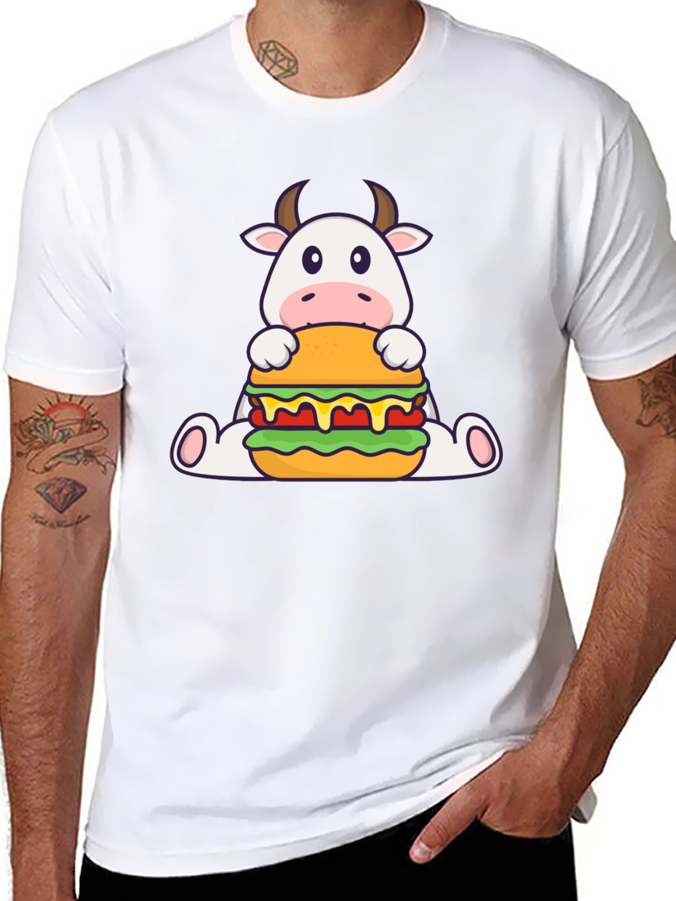 Cow Burger Graphic Tee - Black Casual T-Shirt