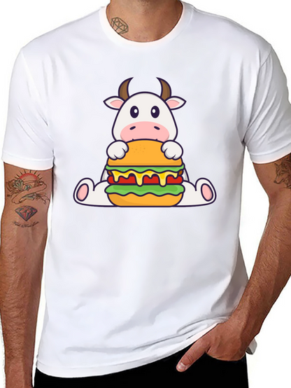 Cow Burger Graphic Tee - Black Casual T-Shirt